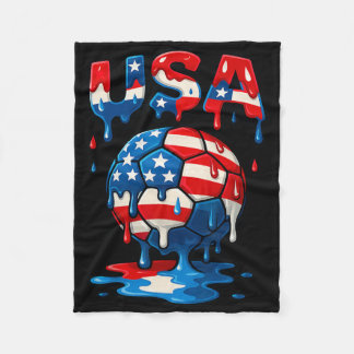 American Flag On Soccer Ll Drip Style Men Women Ki Fleece Blanket