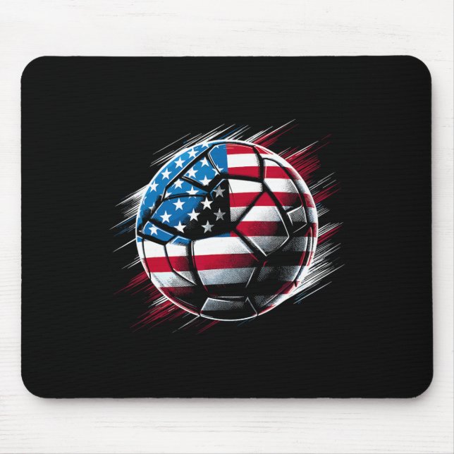 American Flag On Soccer Ll  Mouse Pad (Front)