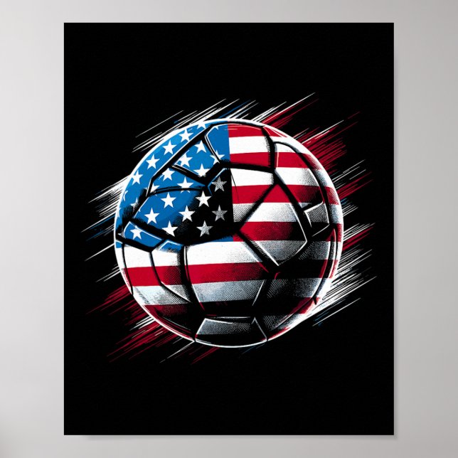 American Flag On Soccer Ll  Poster (Front)