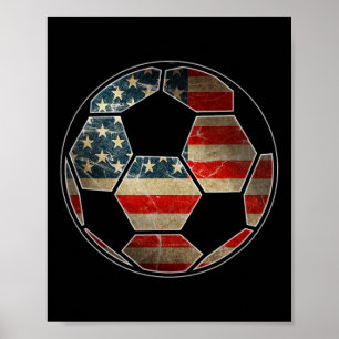 American Flag On Soccer Ll - Soccer Ll Flag Poster