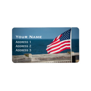 American Flag on South Carolina Pier Label