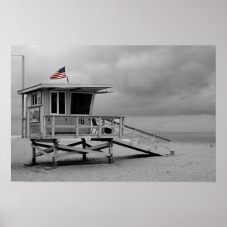 American Flag on the Lifeguard Shack Poster