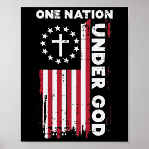 American Flag One Nation Under God 4th Of July Chr Poster