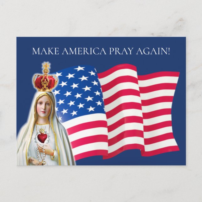 American Flag Our Lady of Fatima Postcard (Front)