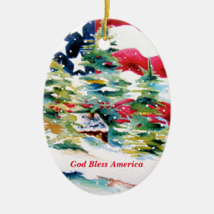 American Flag Oval Ornament