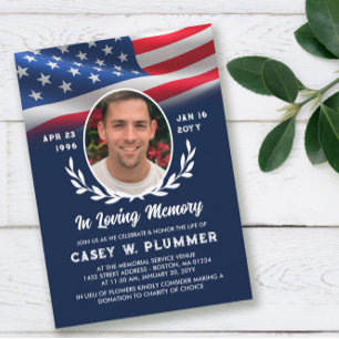 American Flag Oval Photo Life Celebration Invitation