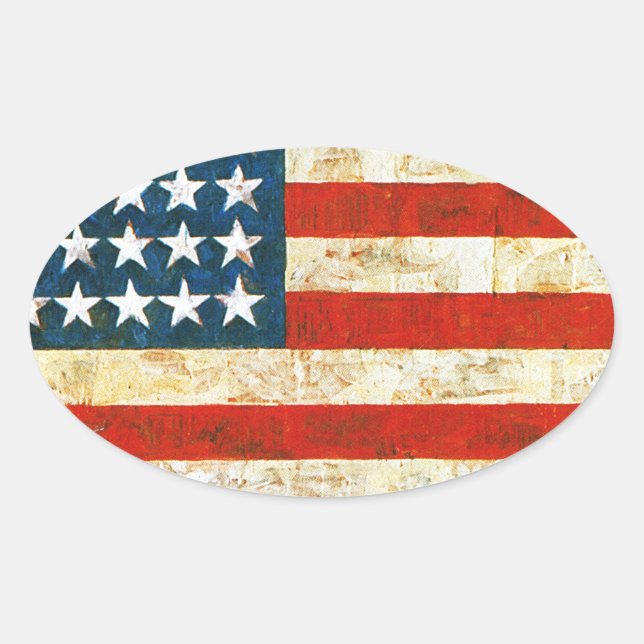 American Flag Oval Sticker (Front)