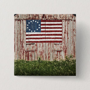 American flag painted on barn 15 cm square badge