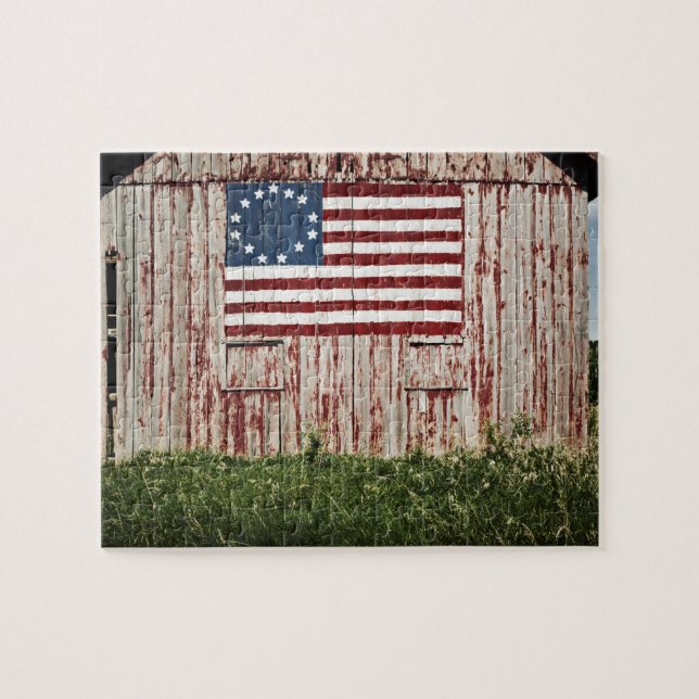 American flag painted on barn jigsaw puzzle (Horizontal)