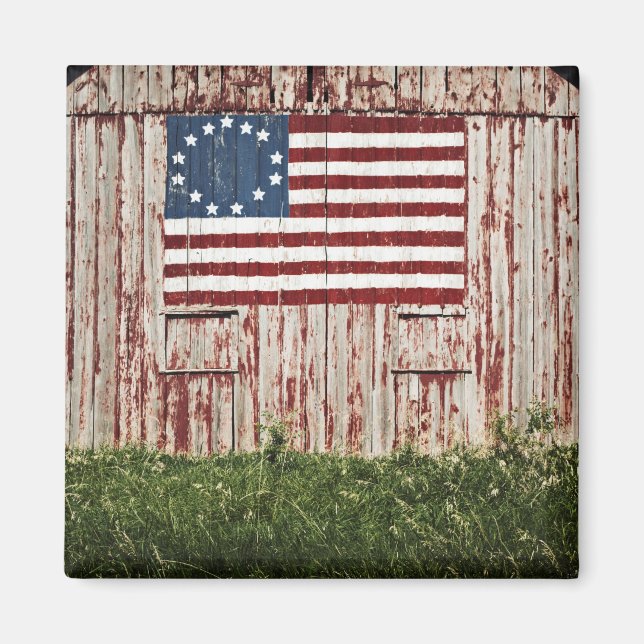 American flag painted on barn magnet (Front)