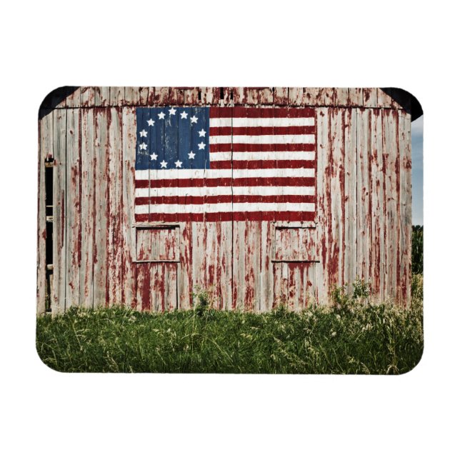 American flag painted on barn magnet (Horizontal)