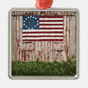 American flag painted on barn metal ornament