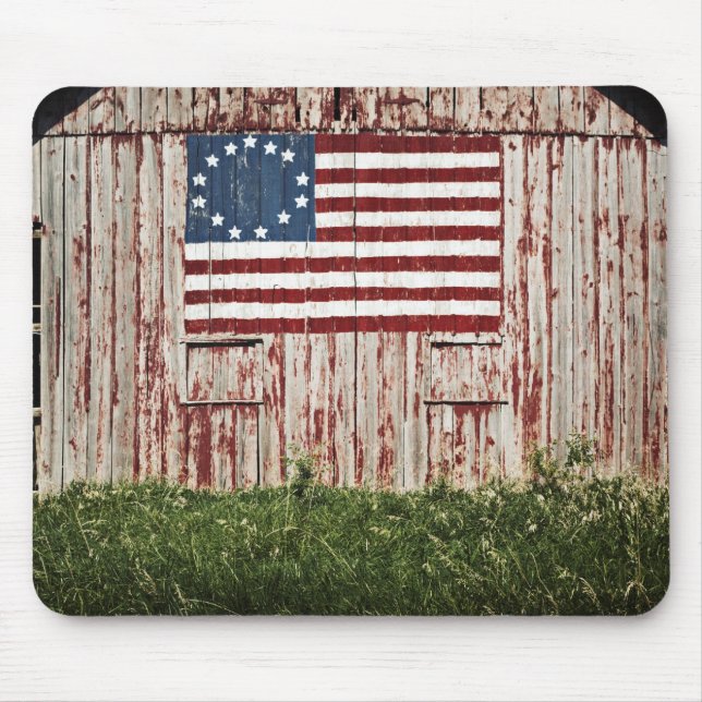 American flag painted on barn mouse pad (Front)