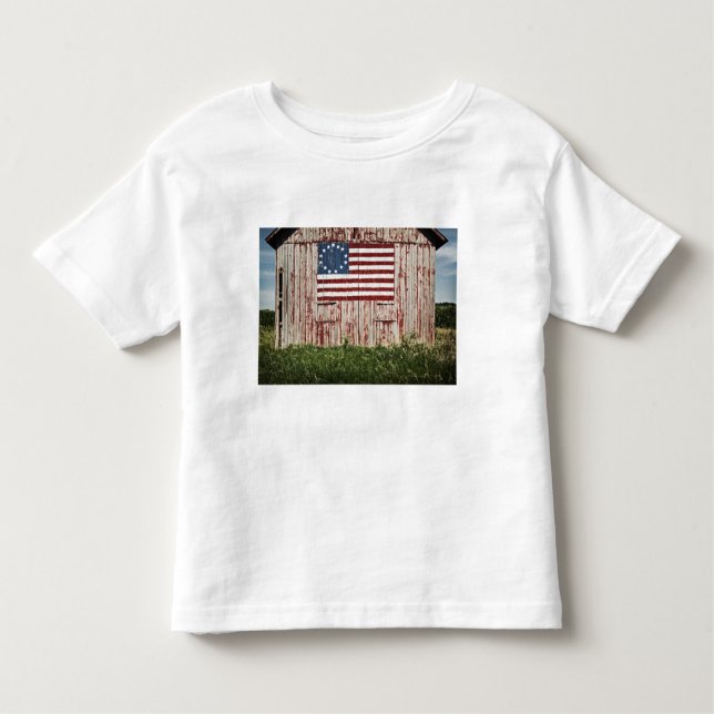 American flag painted on barn toddler T-Shirt (Front)