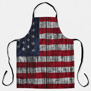 American flag painted on fence background.4th, abs apron