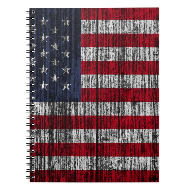 American flag painted on fence background.4th, abs notebook (Front)