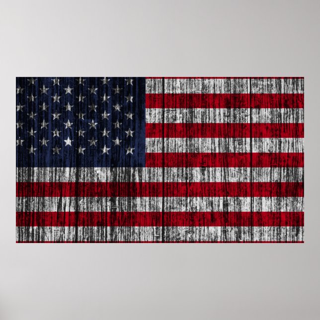 American flag painted on fence background.4th, abs poster (Front)