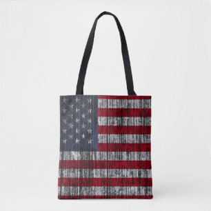 American flag painted on fence background.4th, abs tote bag