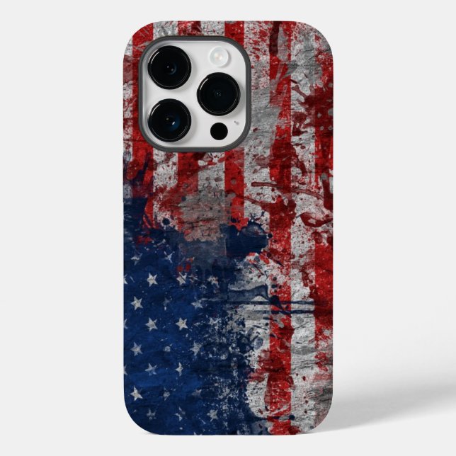 American Flag Painted on Grunge Wall Case-Mate iPhone Case (Back)