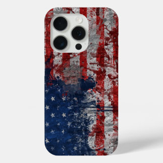 American Flag Painted on Grunge Wall iPhone 15 Pro Case