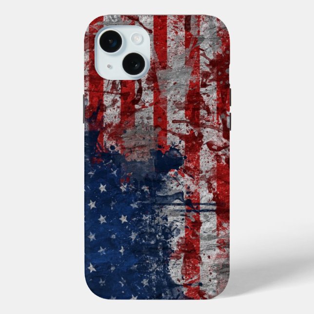 American Flag Painted on Grunge Wall Case-Mate iPhone Case (Back)