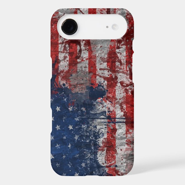 American Flag Painted on Grunge Wall Case-Mate iPhone Case (Back)