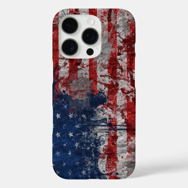American Flag Painted on Grunge Wall Case-Mate iPhone Case (Back)