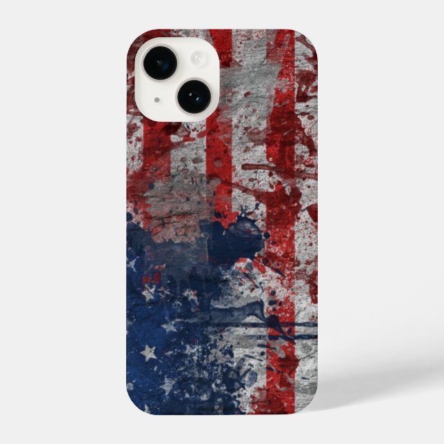 American Flag Painted on Grunge Wall iPhone Case (Back)