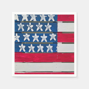 American Flag Painted On Wooden Pallet Napkin