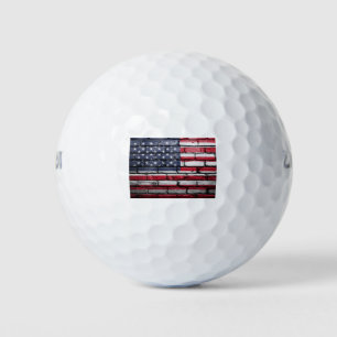 American flag painting on a brick wall golf balls