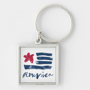 American Flag Paintstrokes Key Ring