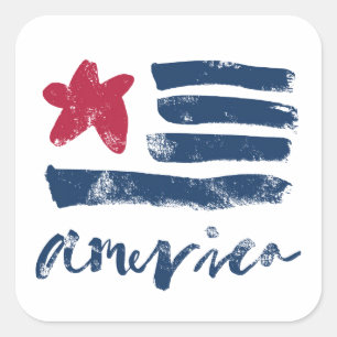 American Flag Paintstrokes Square Sticker