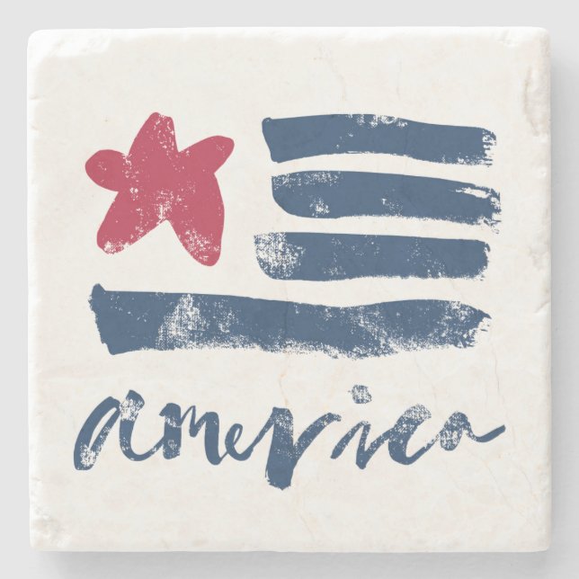 American Flag Paintstrokes Stone Coaster (Front)