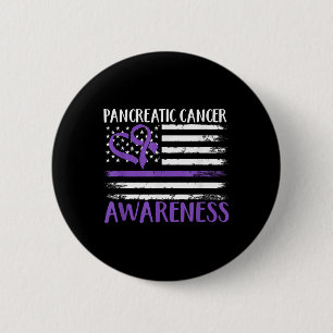 American Flag Pancreatic Cancer Awareness 6 Cm Round Badge