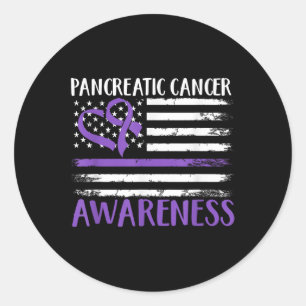 American Flag Pancreatic Cancer Awareness  Classic Round Sticker