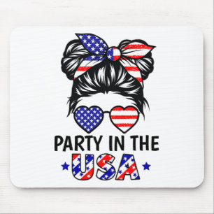 American Flag Party In Usa 4th July Patriotic Kids Mouse Pad