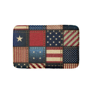 American Flag, Patchwork Seamless Pattern. Bath Mat