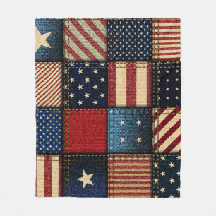 American Flag, Patchwork Seamless Pattern. Fleece Blanket