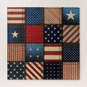 American Flag, Patchwork Seamless Pattern. Jigsaw Puzzle