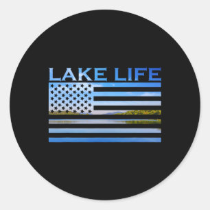 American Flag Patriot Fishing At The Lake This Is Classic Round Sticker