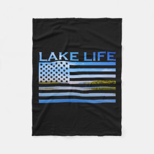 American Flag Patriot Fishing At The Lake This Is Fleece Blanket