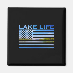 American Flag Patriot Fishing At The Lake This Is  Magnet