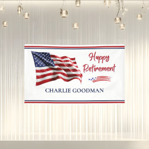 American Flag Patriot Retirement Party  Banner