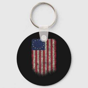 American Flag Patriotic 1776 Betsy Ross Usa Distre Key Ring