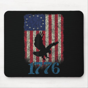 American Flag Patriotic 1776 Betsy Ross Usa Distre Mouse Pad