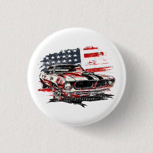 American Flag Patriotic  3 Cm Round Badge