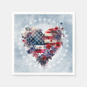 American flag patriotic 4th July independence day Napkin