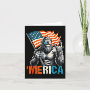 American Flag Patriotic 4th Of July Bigfoot Merica Card
