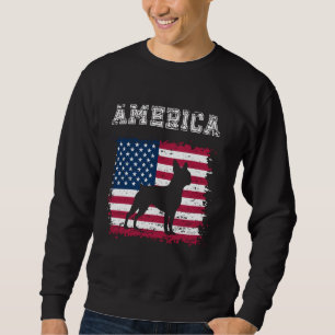 American Flag Patriotic 4th of July Boston Terrier Sweatshirt