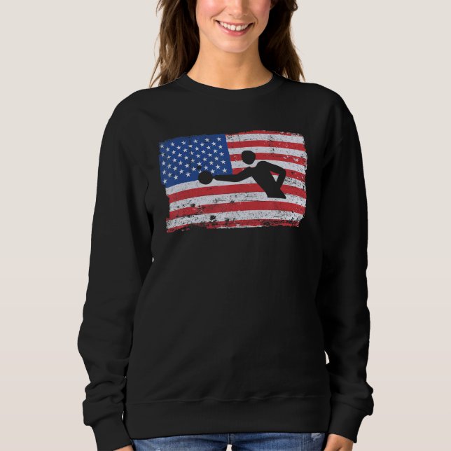 American Flag Patriotic American Ping Pong Table T Sweatshirt (Front)